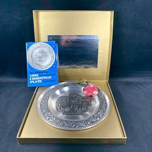 A. Holthe Norway Pewter Plate Julen 1982 Christmas‎ Plate 10th Edition Tags Box